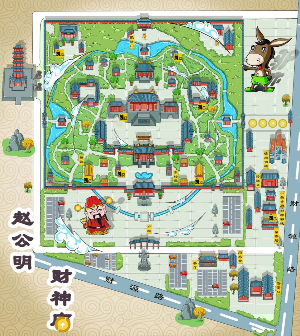 江干寺庙类手绘地图